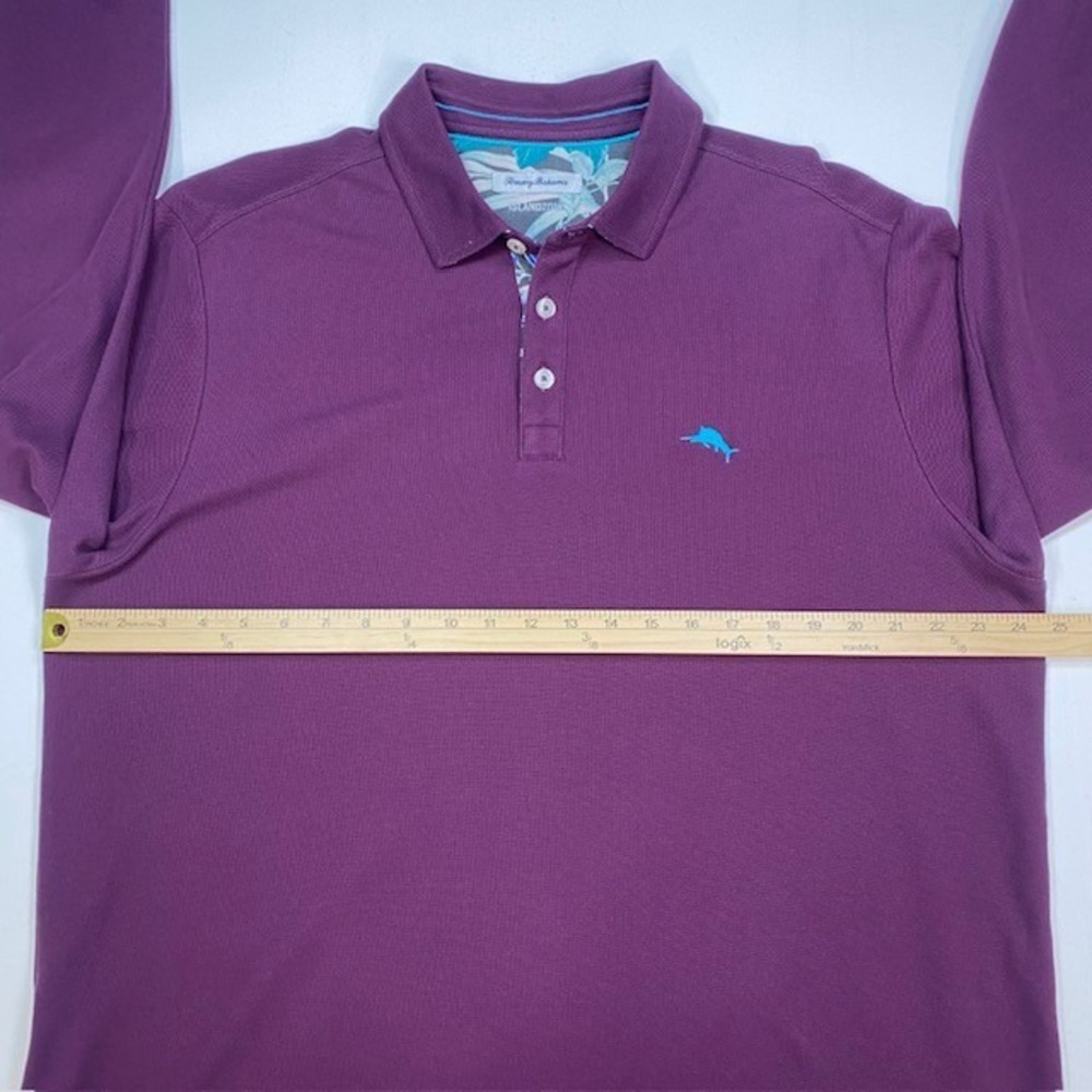 Tommy Bahama IslandZone Long Sleeve Polo Shirt Mens XL Purple Supima Cotton - Picture 5 of 9